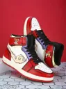 Men Red Printed Round Toe Chunky High Top Sneakers/Stylish Shoes